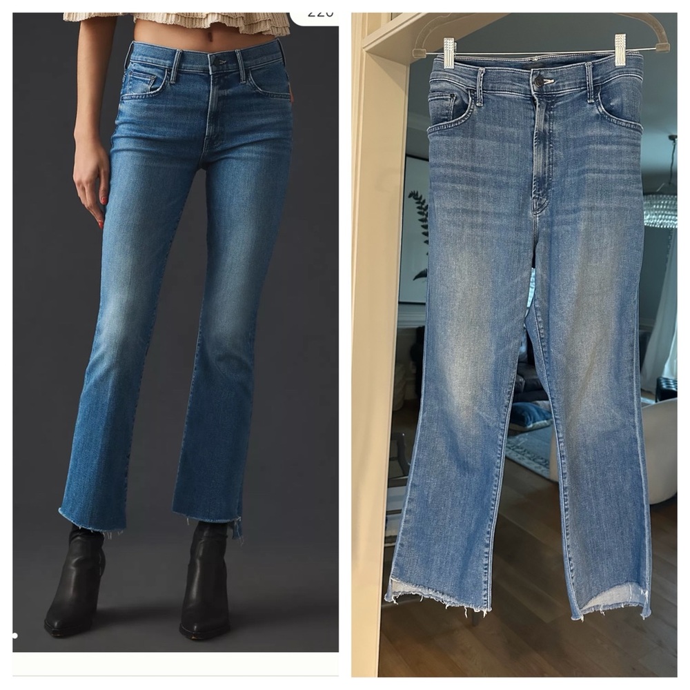 Mother The Insider Crop Step Fray in Sorry I’m Staring medium blue wash size 34